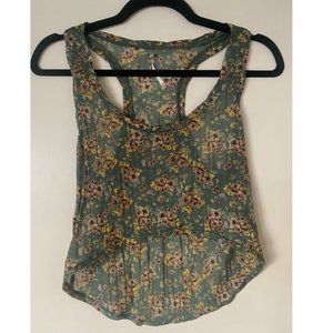 Green Floral Print Crop Top